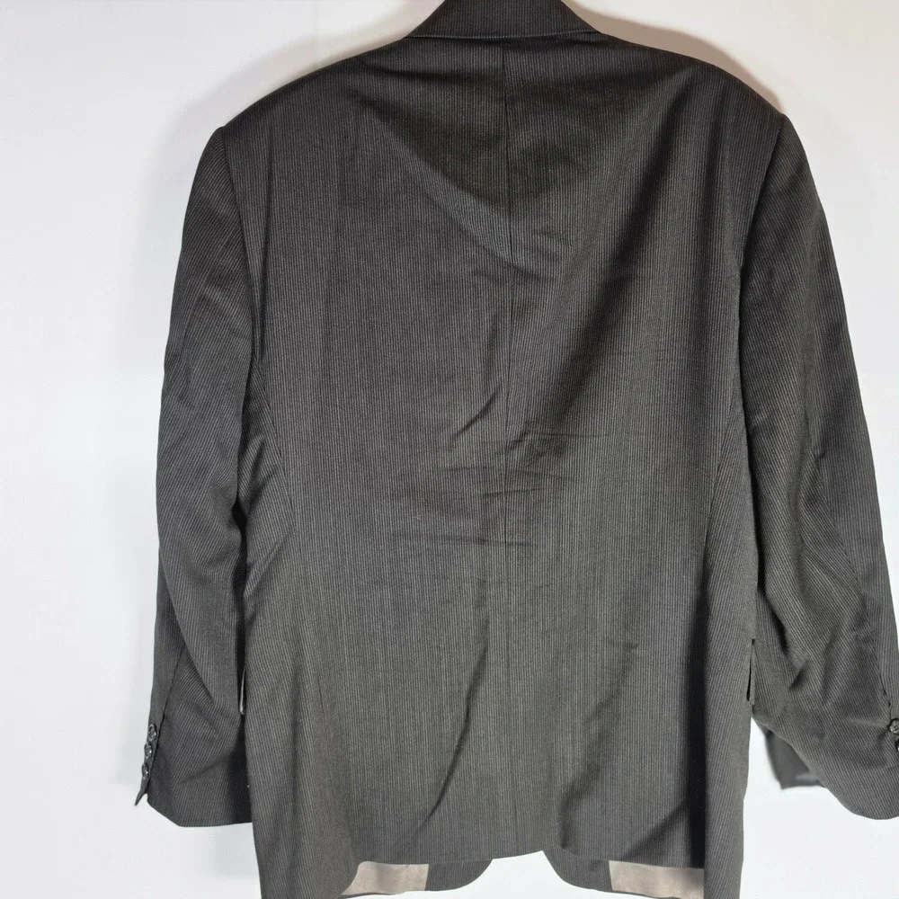 VTG Monsieur‎ Givenchy Blazer 38S 100% Worsted Wool Charcoal Pinstripe Jacket